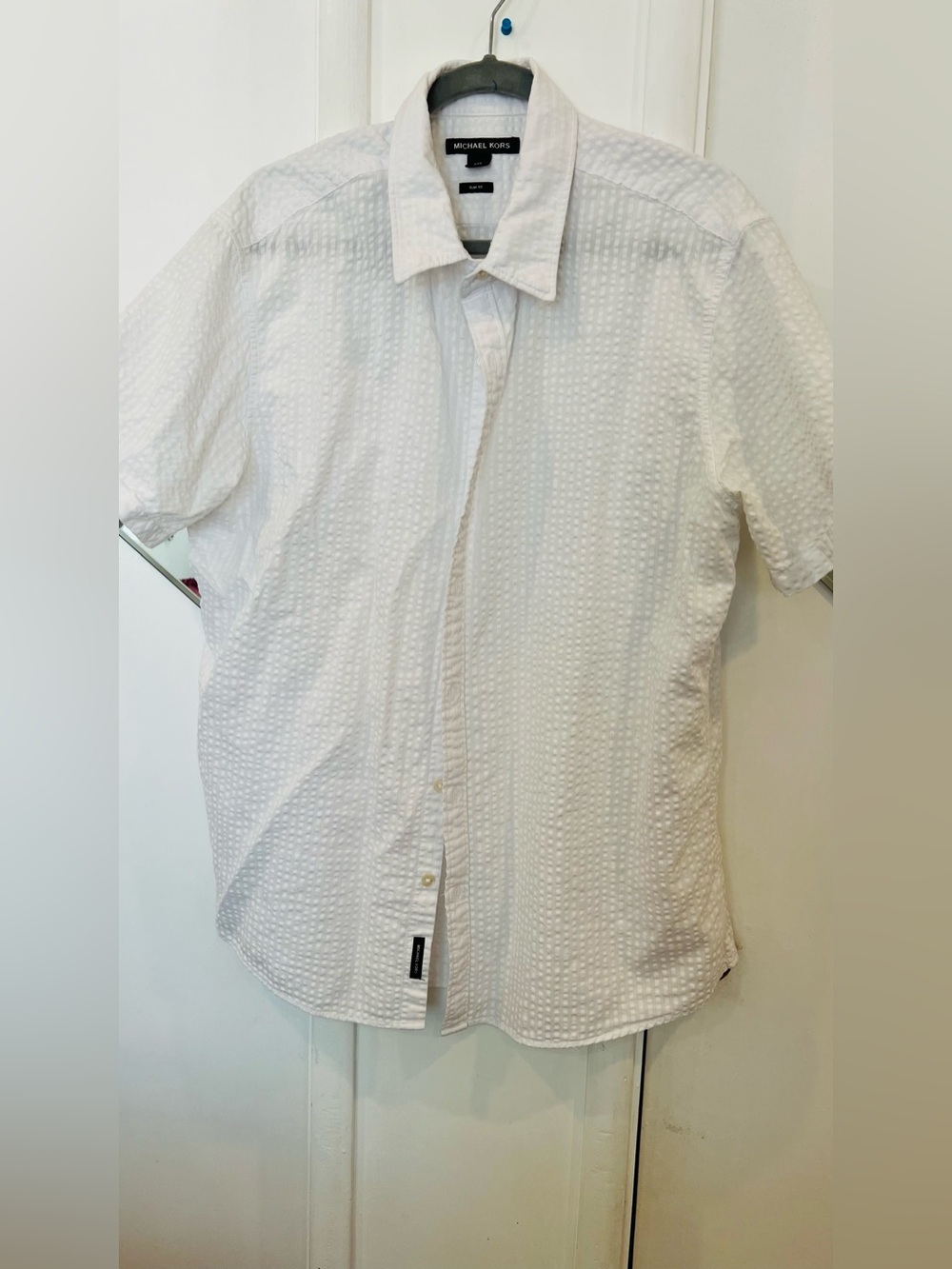 Michael Kors  men’s casual White Short-Sleeve Textured Shirt size XXL